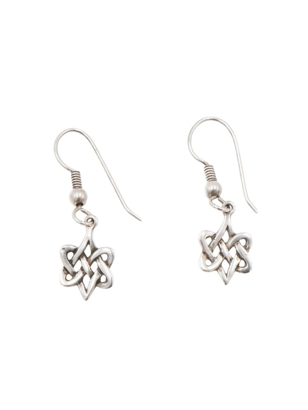 Sterling Silver Celtic Knot Dangle Earrings 1 1/4 Inches
